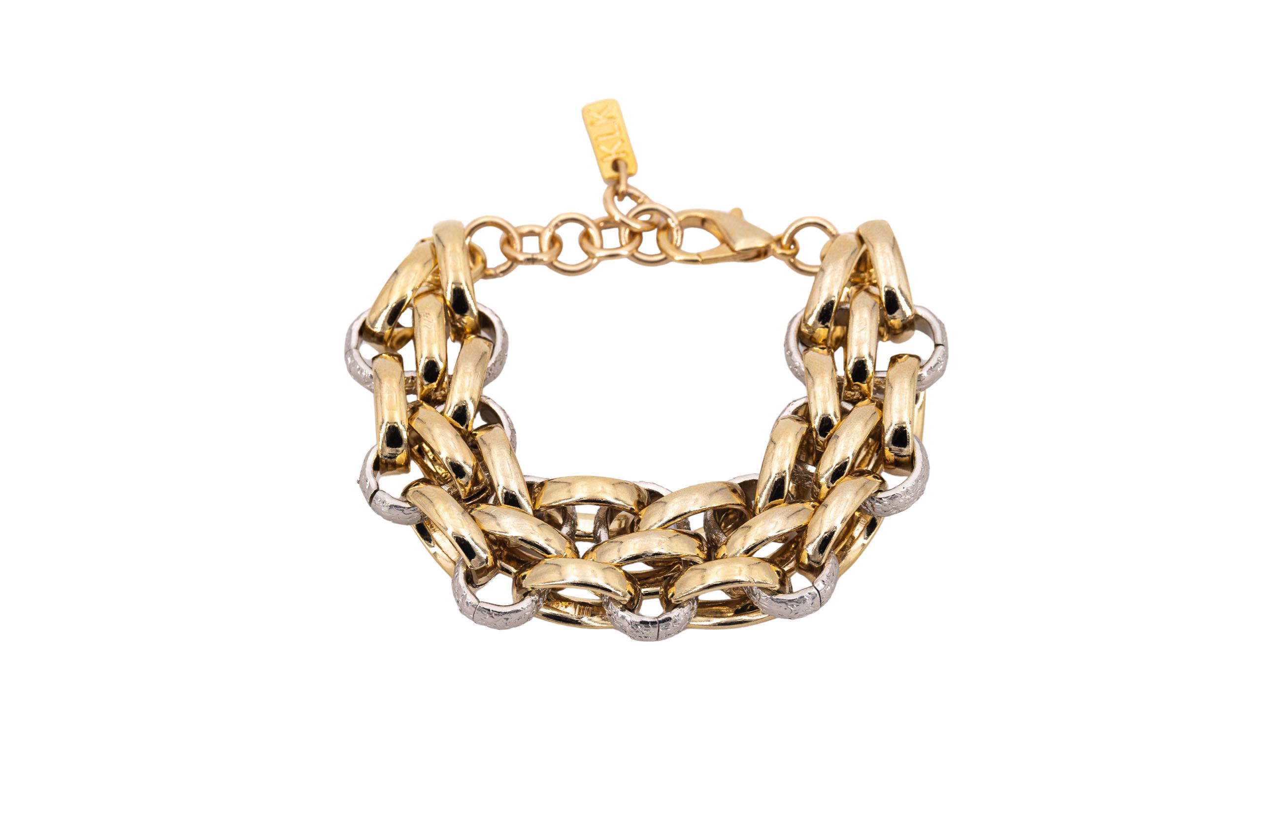 Bracciale alluminio catena con anelli intreccio bicolor