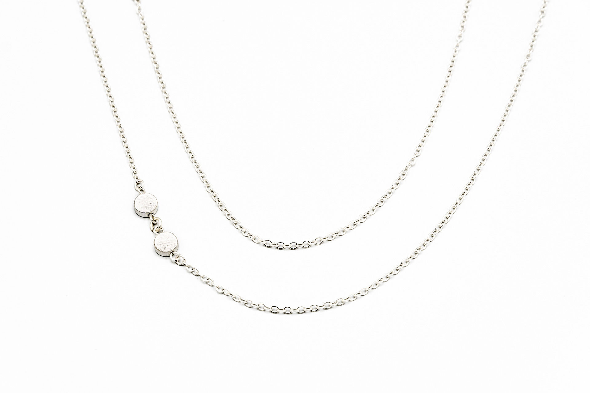 COLLANA 90cm DOPPIO GIRO MET.ZAMA 8 TONDINI BAGNO IN ARGENTO OPACO