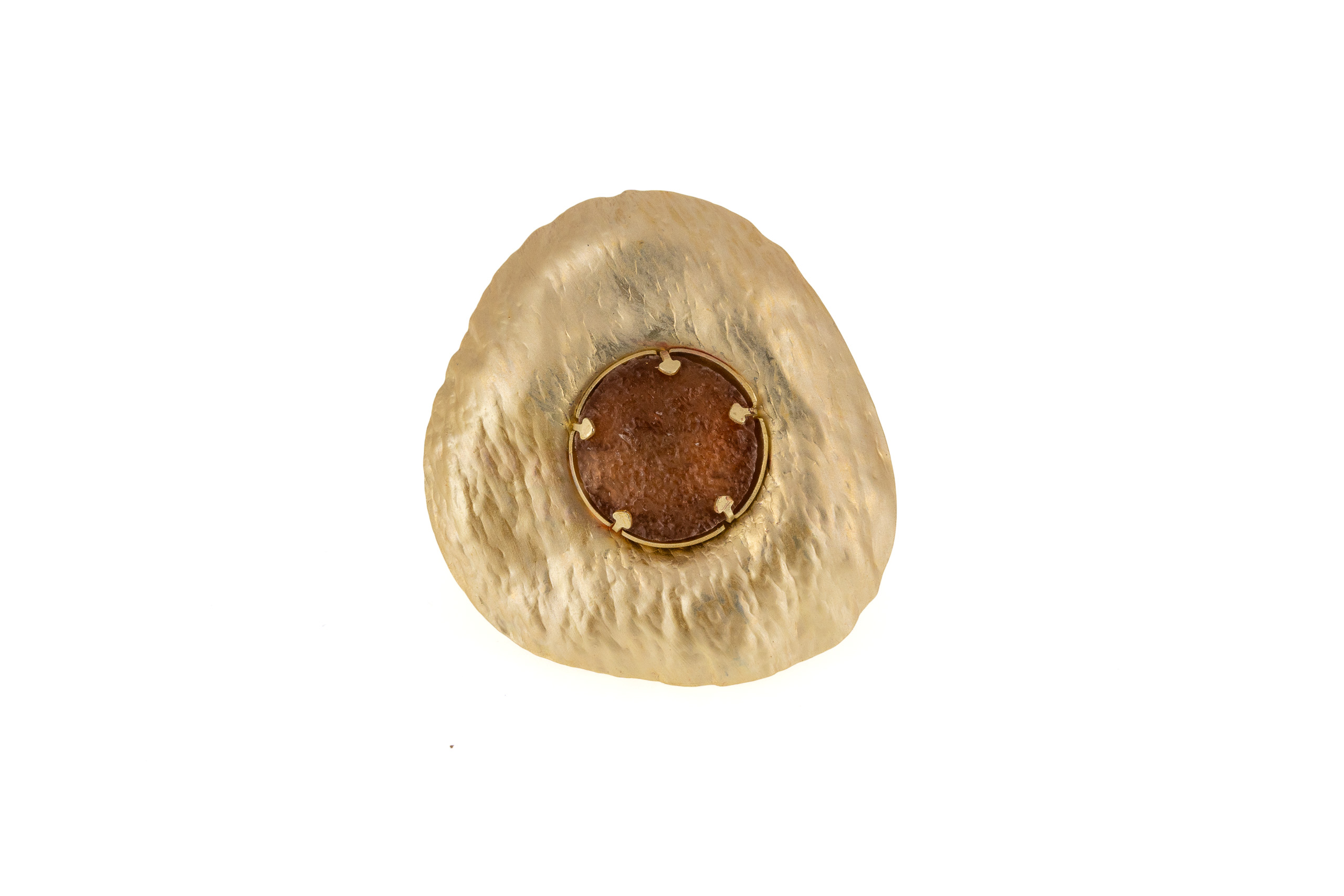 Anello ottone stilizzato tondo resina centrale