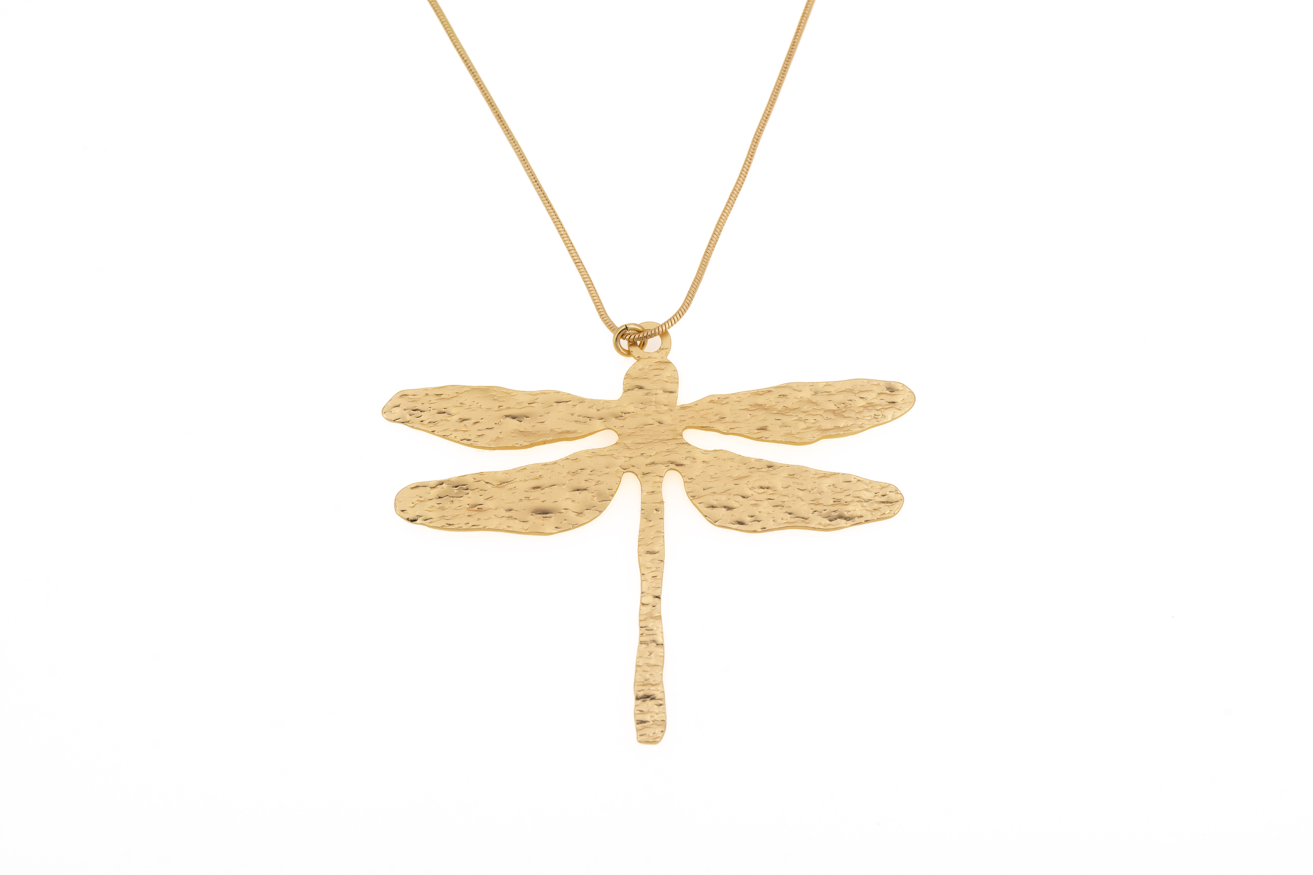 Collana catena lunga ottone opaco libellula