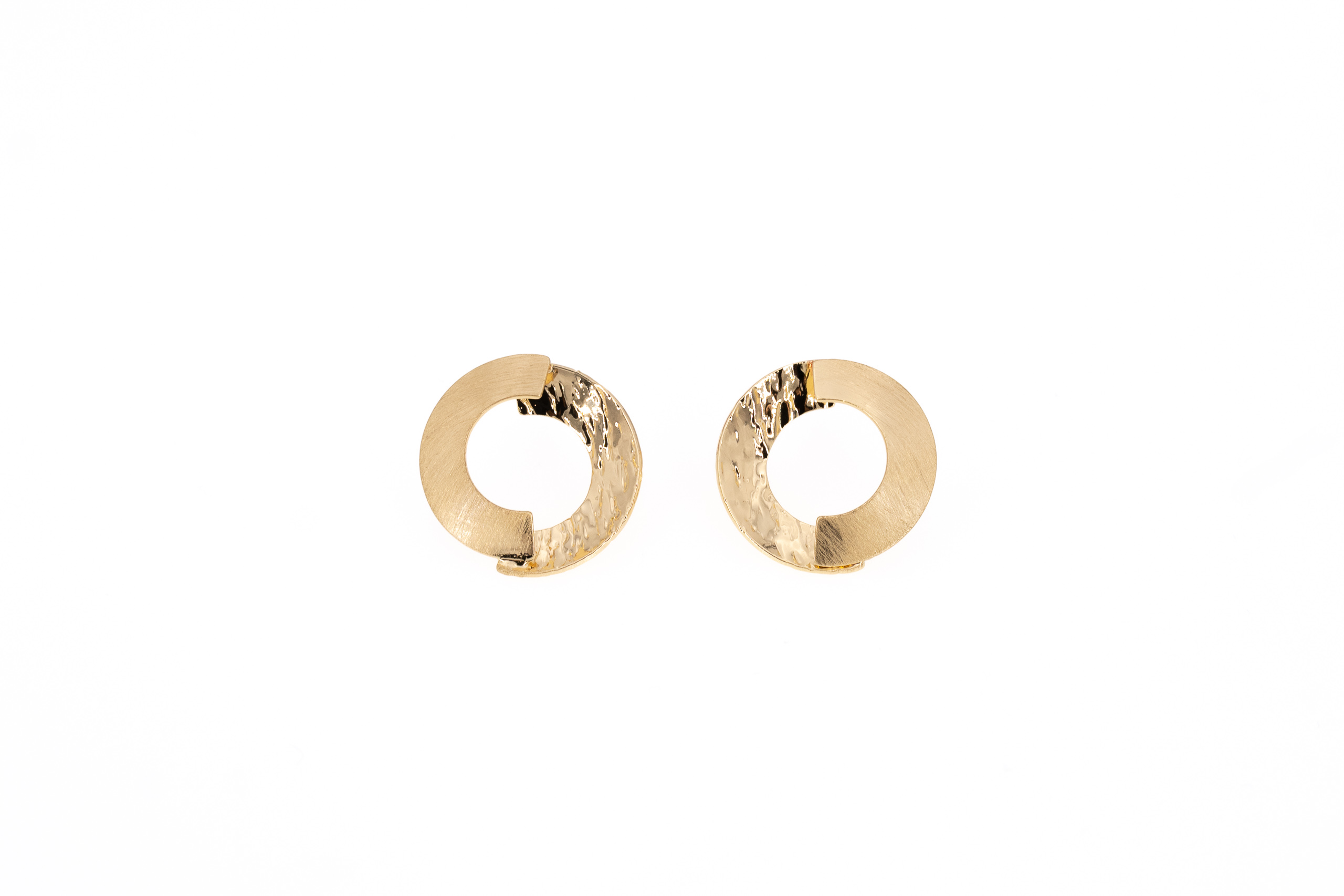 Orecchini ottone due semicerchi opaco e lucido piccolo