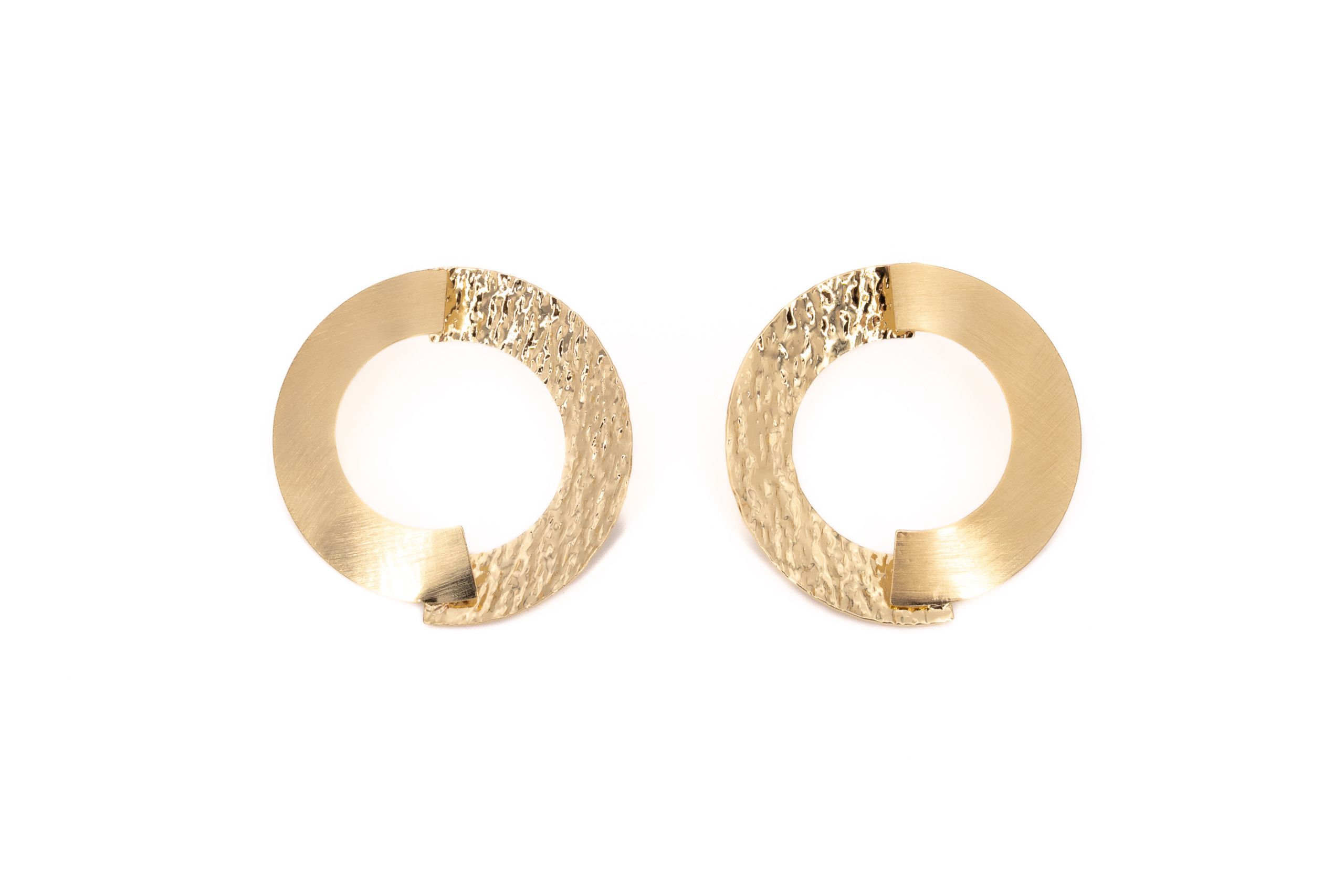 Orecchini ottone due semicerchi opaco e lucido grande