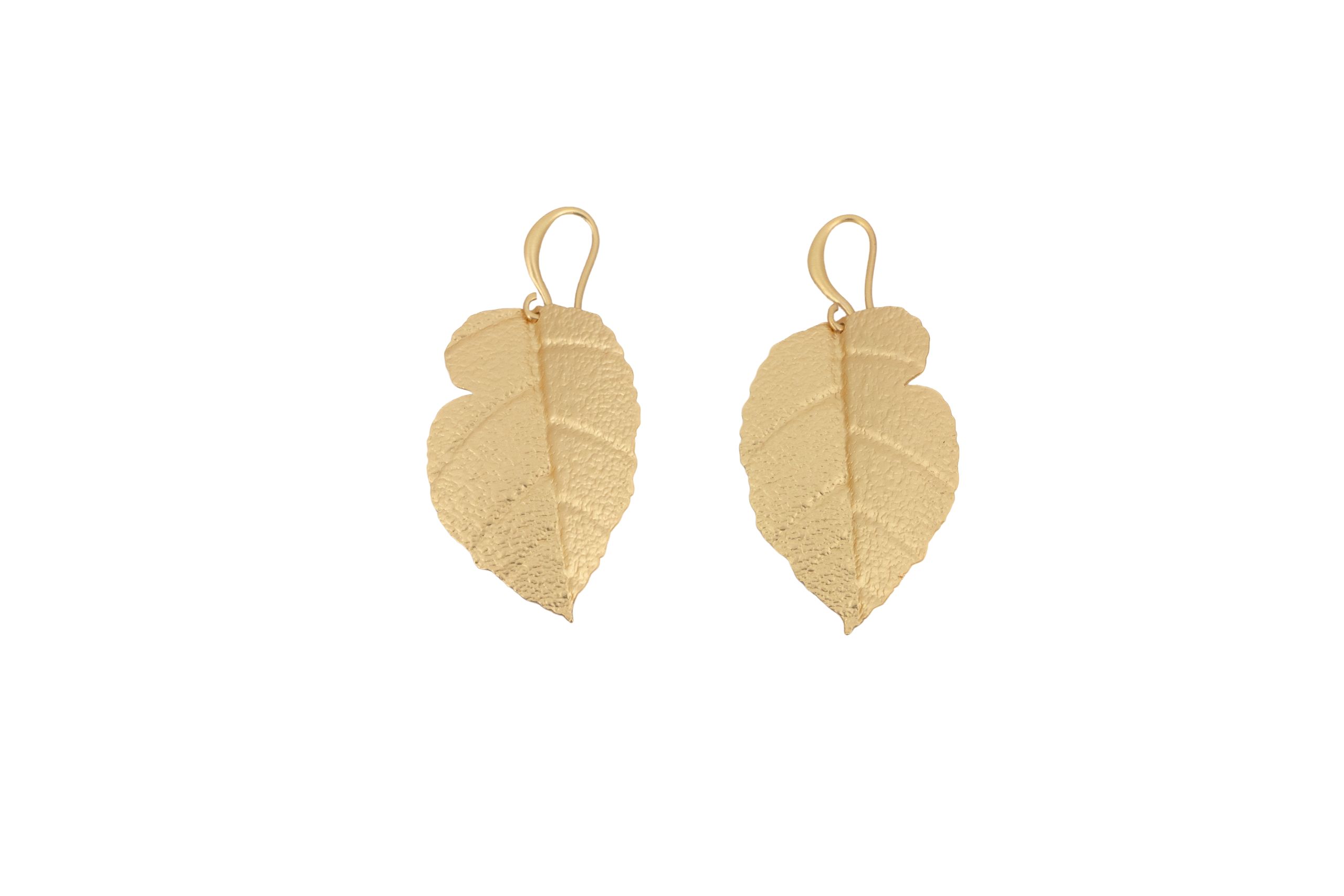 Orecchini ottone foglia barchetta
