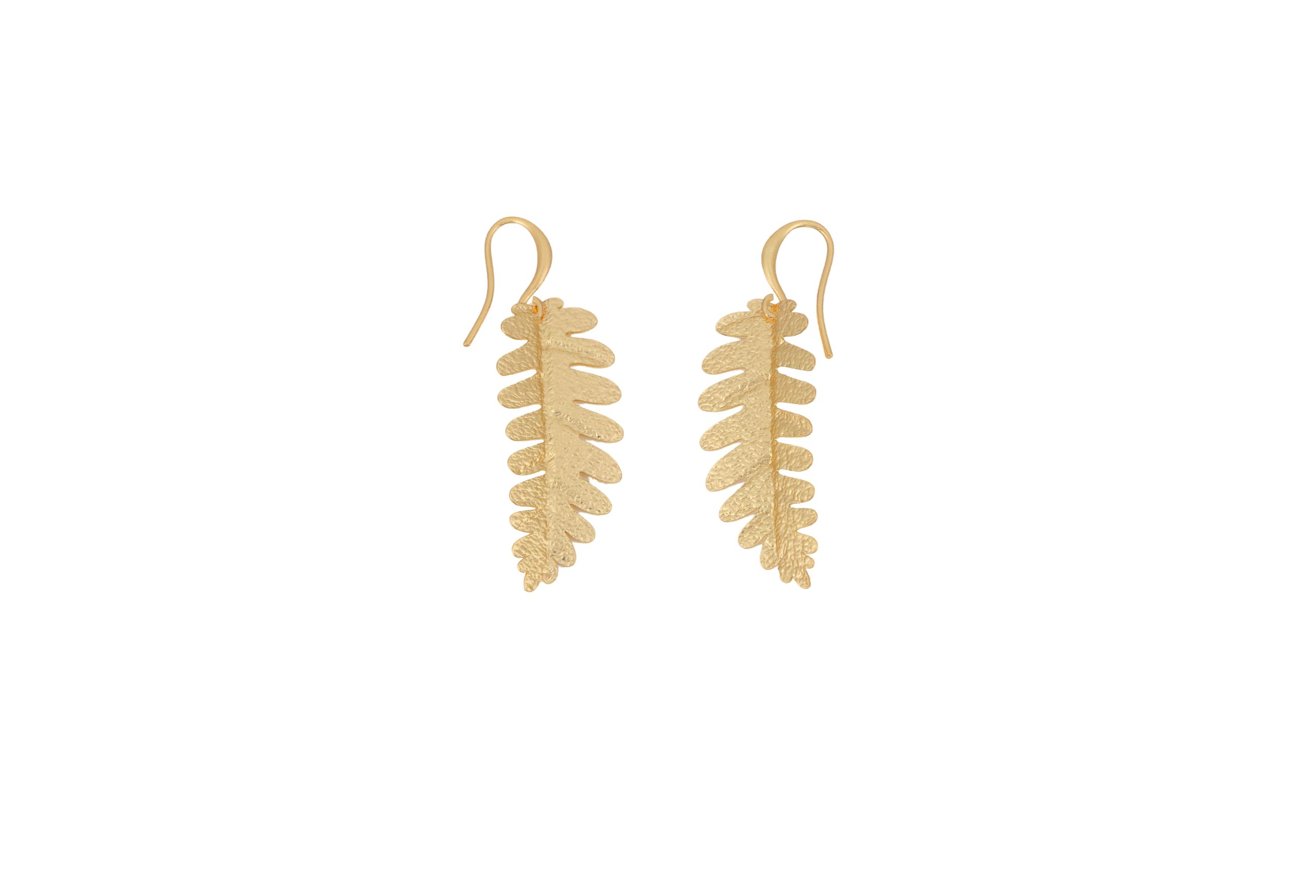 Orecchini ottone foglia allungata