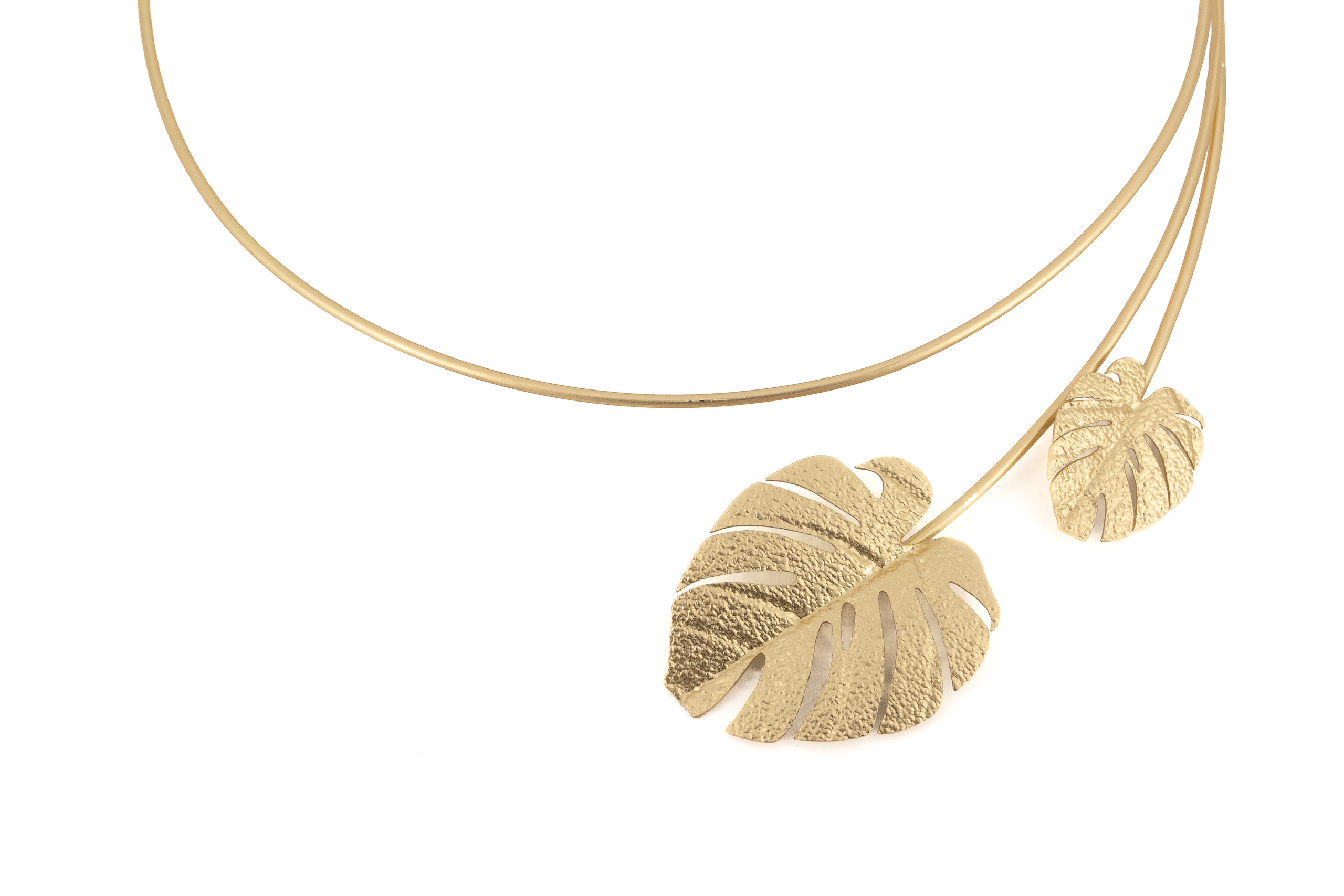 Choker ottone due foglie aperte laterali