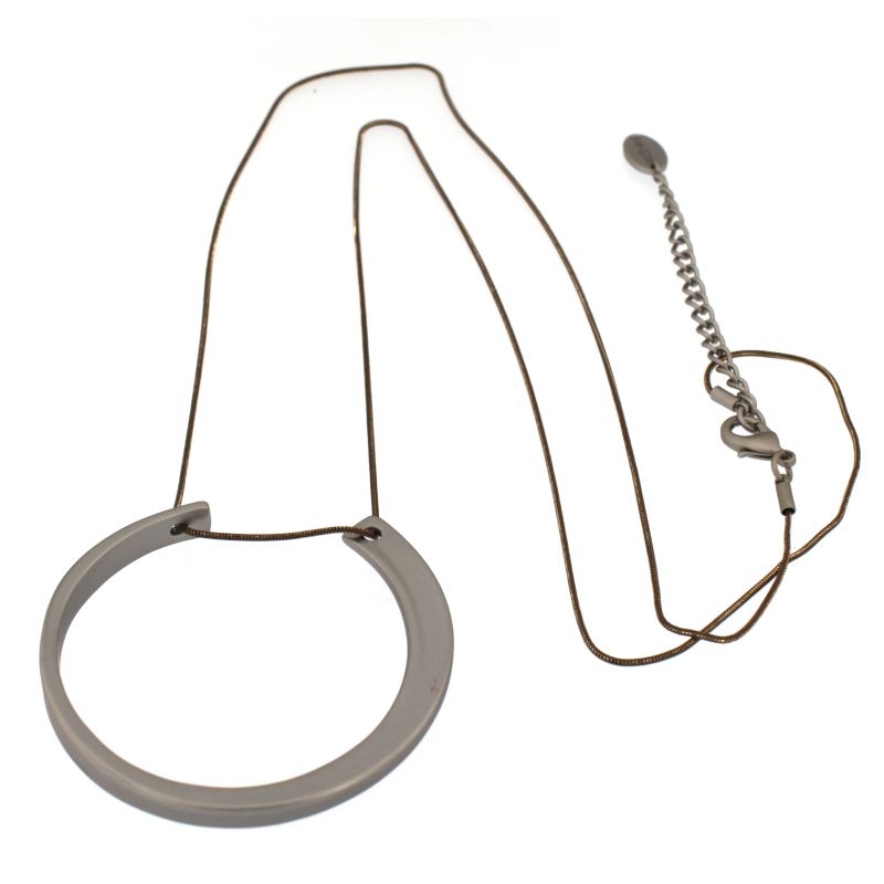 COLLANA CAT.85cm MET.ZAMA BAGNO RODIO OPACO CERCHIO PENDENTE